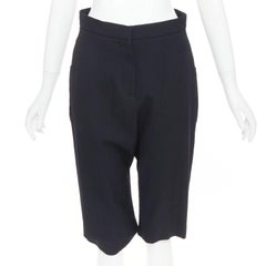 MARNI black 100% virgin wool drop crotch harem knee shorts IT38 XS