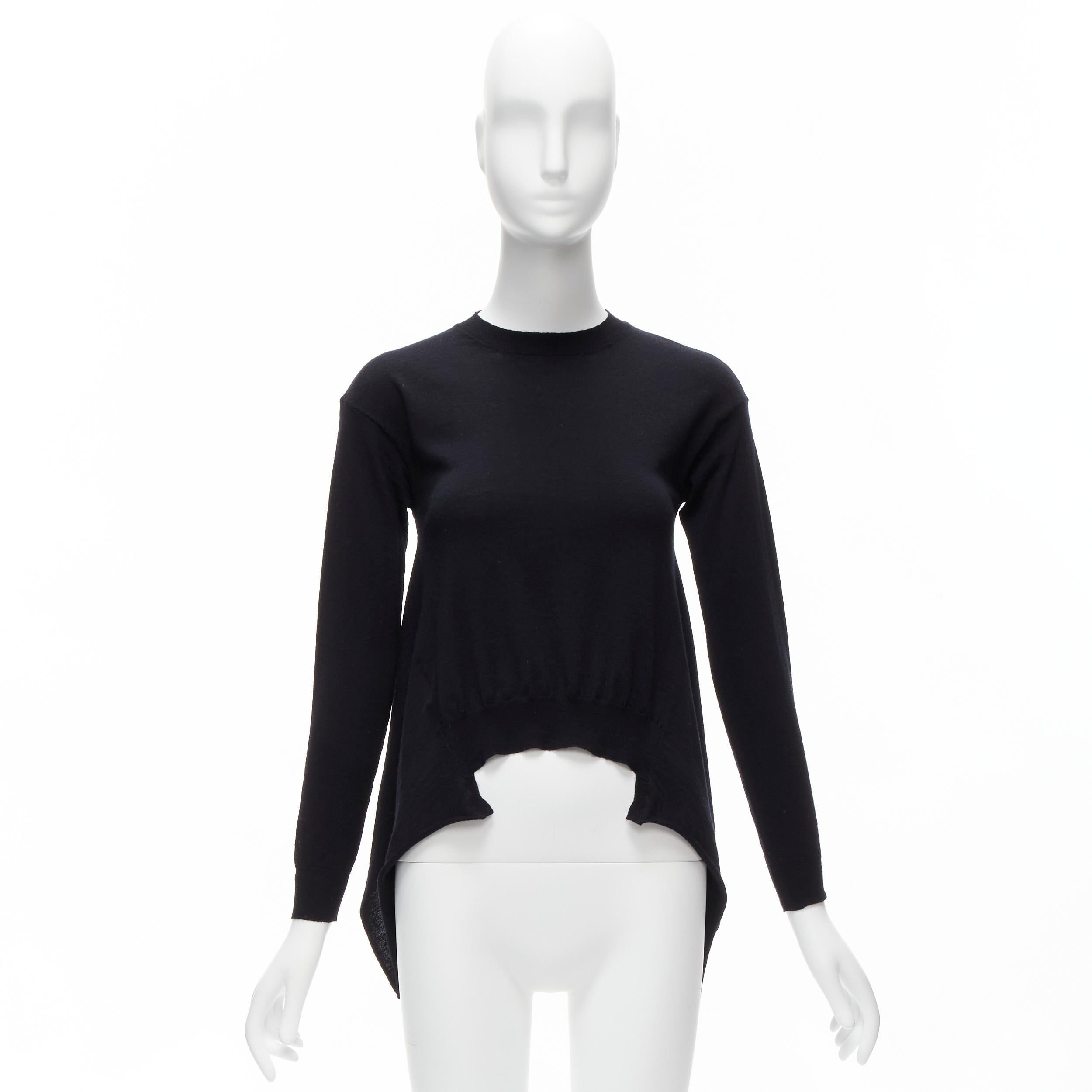 MARNI noir 100% laine pull asymétrique à col ras du cou et ourlet haut FR38 M en vente 5