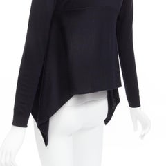 MARNI black 100% wool asymmetric high low hem crew neck sweater FR38 M