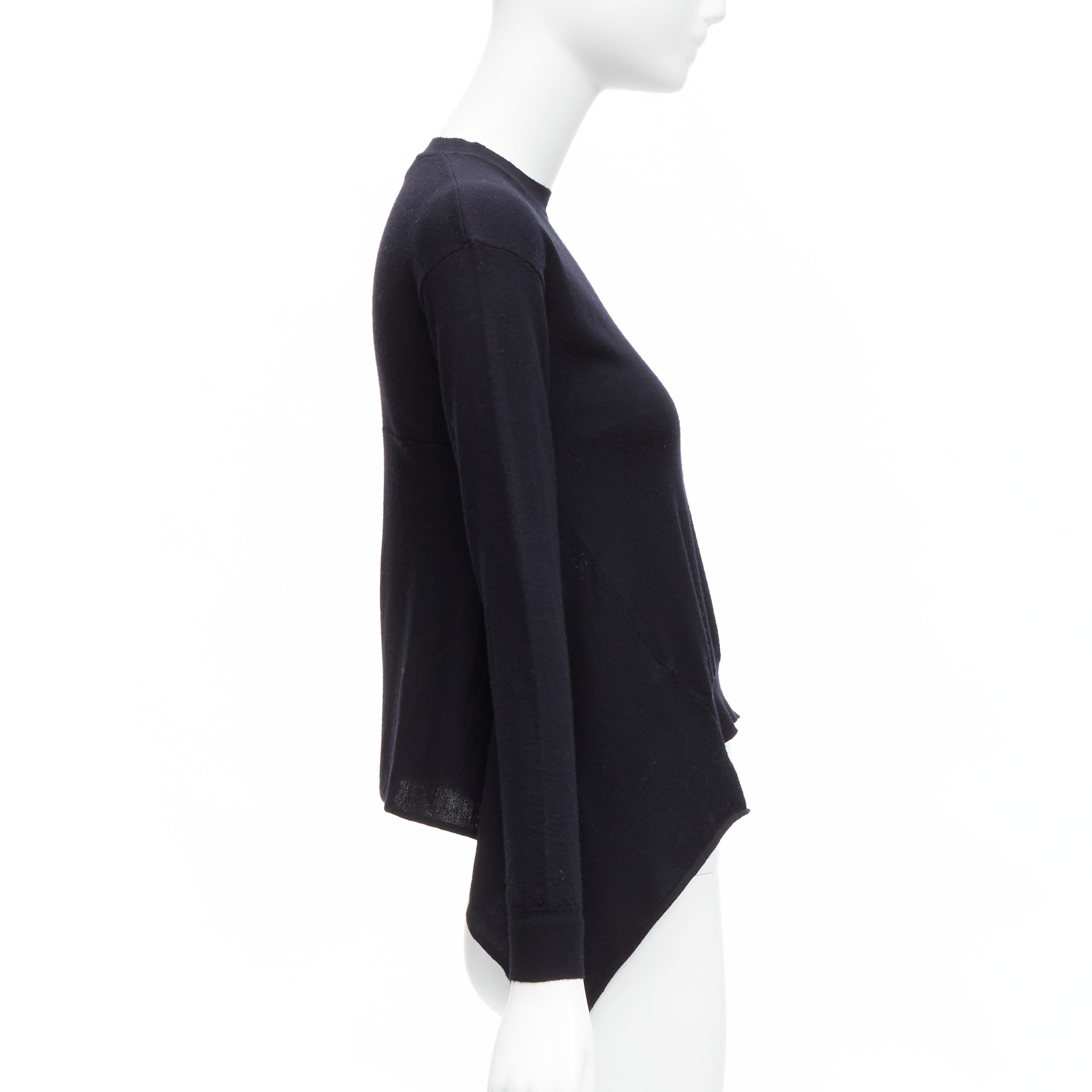 MARNI black 100% wool asymmetric high low hem crew neck sweater FR38 M In Good Condition For Sale In Hong Kong, NT