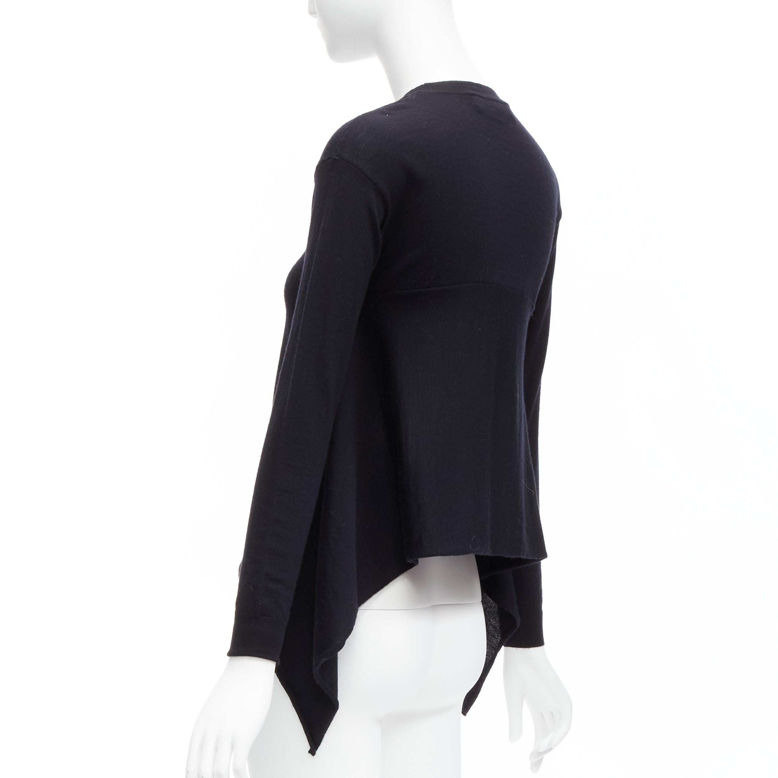 MARNI noir 100% laine pull asymétrique à col ras du cou et ourlet haut FR38 M en vente 1