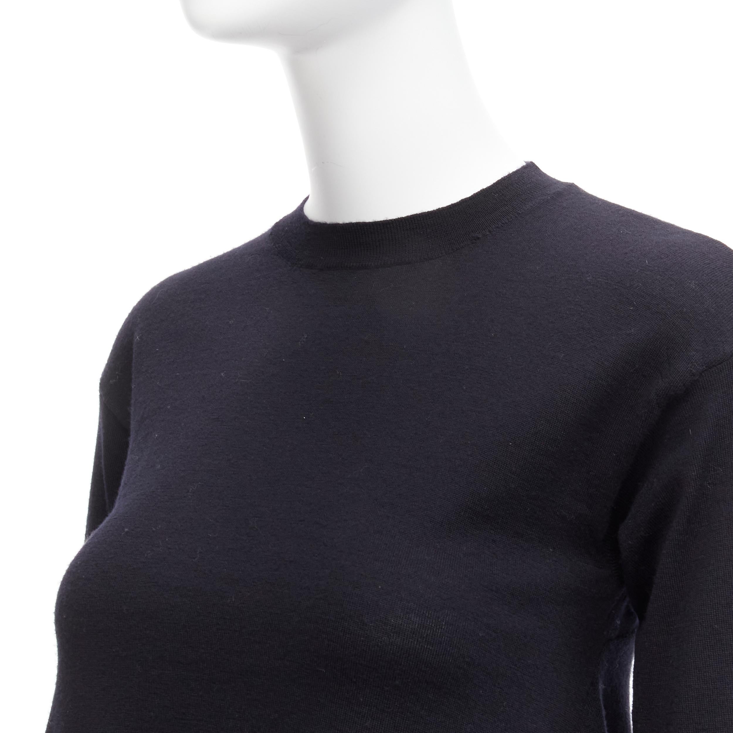 MARNI black 100% wool asymmetric high low hem crew neck sweater FR38 M For Sale 3