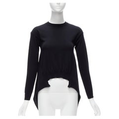 Used MARNI black 100% wool asymmetric high low hem crew neck sweater FR38 M