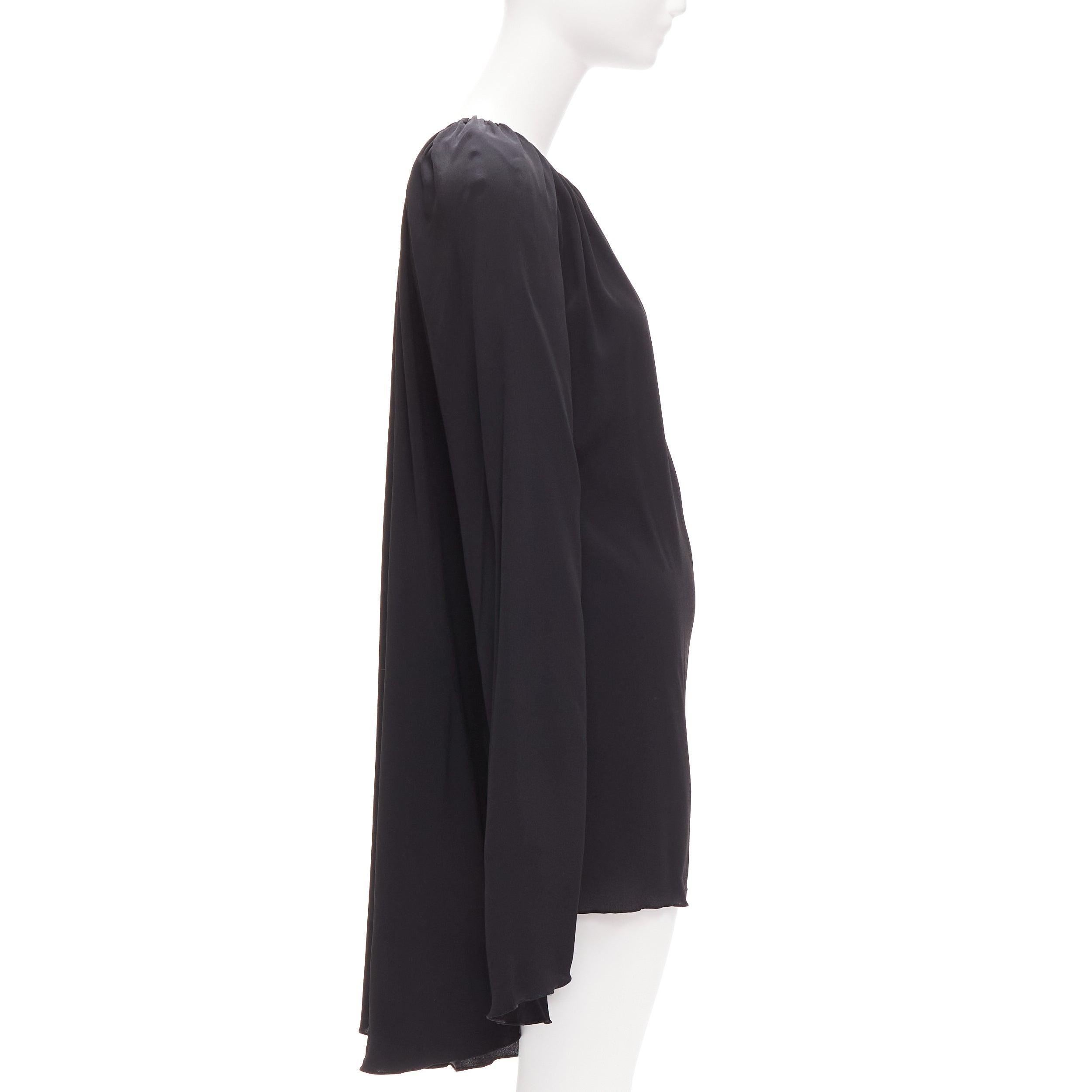 Black MARNI black acetate silk cape sleeve crew neck mini dress IT40 S For Sale