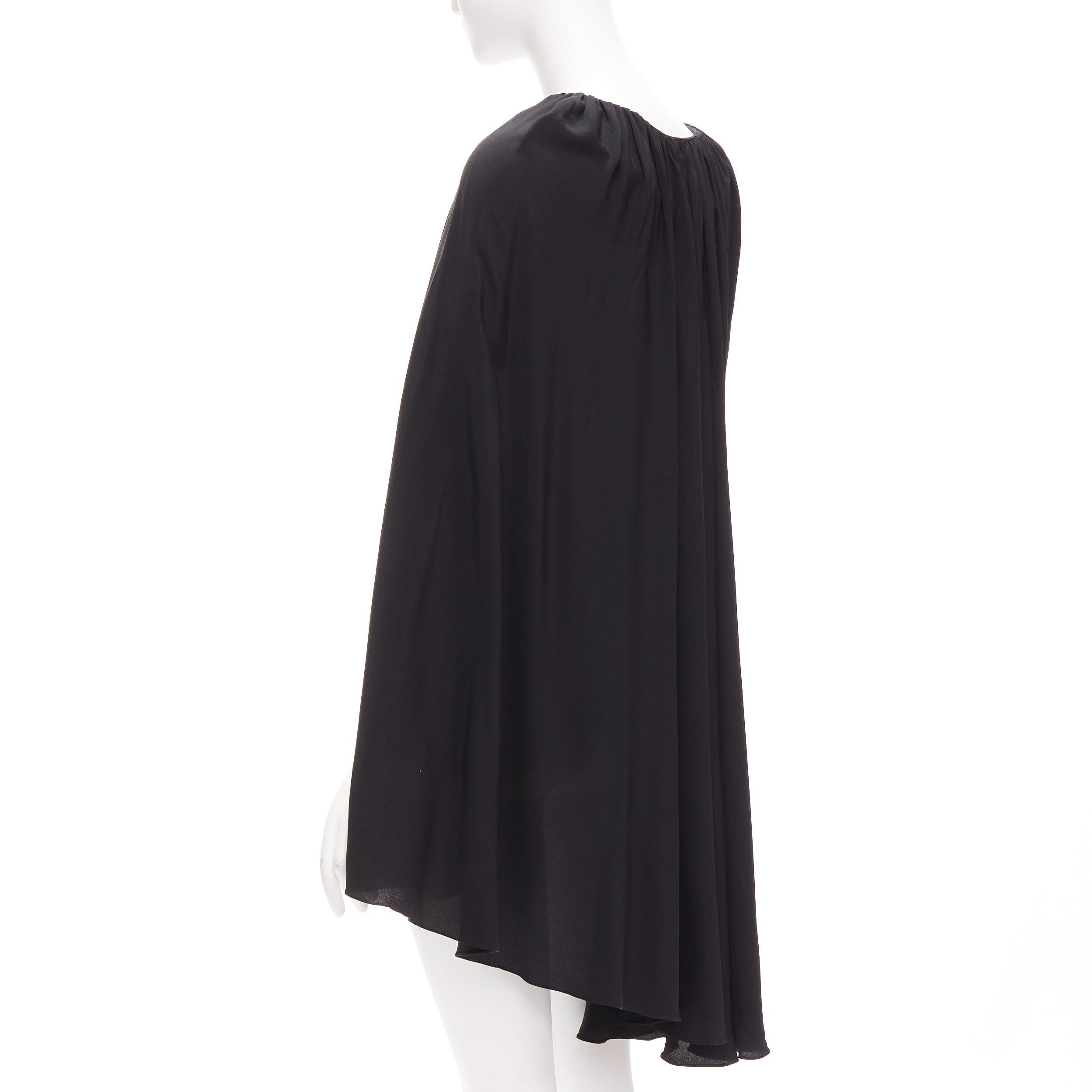 MARNI black acetate silk cape sleeve crew neck mini dress IT40 S In Excellent Condition For Sale In Hong Kong, NT