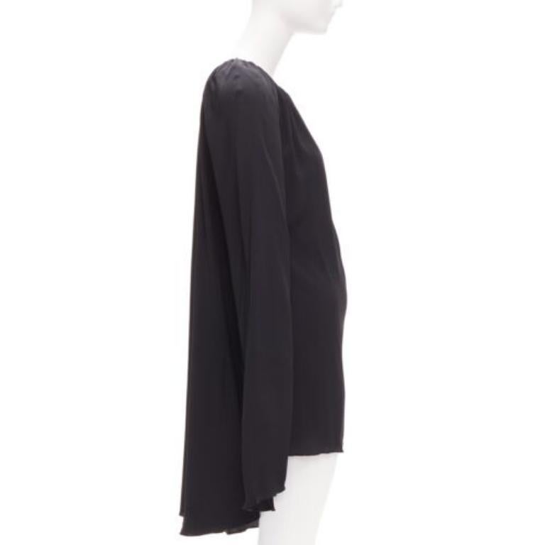 MARNI black acetate silk cape sleeve crew neck mini dress IT40 S In Excellent Condition For Sale In Hong Kong, NT