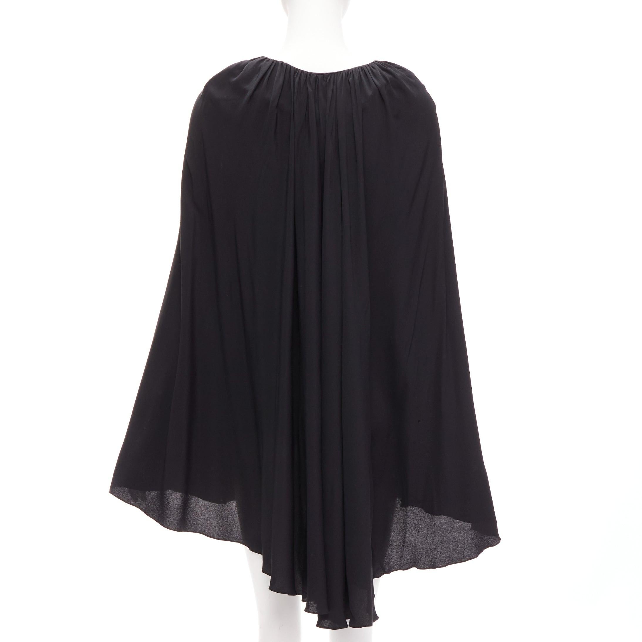 MARNI black acetate silk cape sleeve crew neck mini dress IT40 S For Sale 3