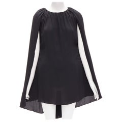 MARNI black acetate silk cape sleeve crew neck mini dress IT40 S MARNI black acetate silk cape sleeve crew neck mini dress IT40 S