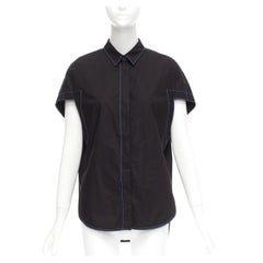 MARNI camicia nera blu con impunture, spalla rotonda e taglio 3D IT40 S