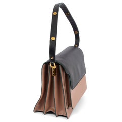 MARNI black & brown Saffiano leather TRUNK LARGE Shoulder Bag