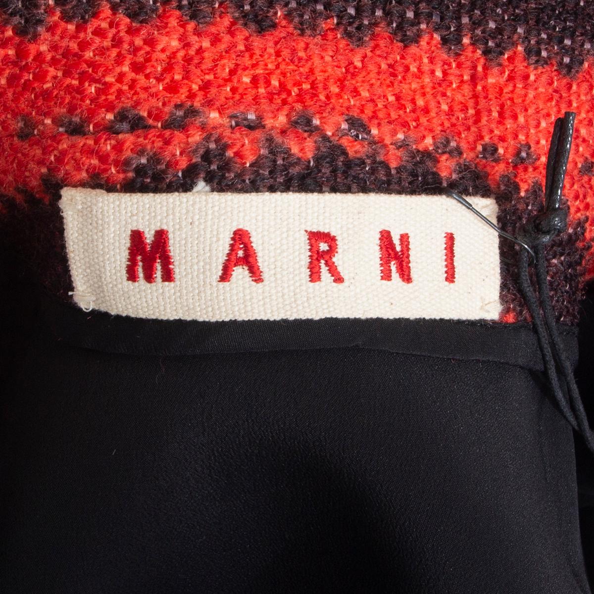 MARNI black & coral wool STRIPED 3/4 SLEEVE KNIT Peacoat Coat Jacket 40 S For Sale 1