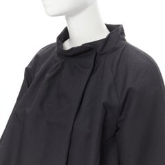 MARNI black cotton 3/4 sleeve flared capelet aymettric zip jacket FR40 M
