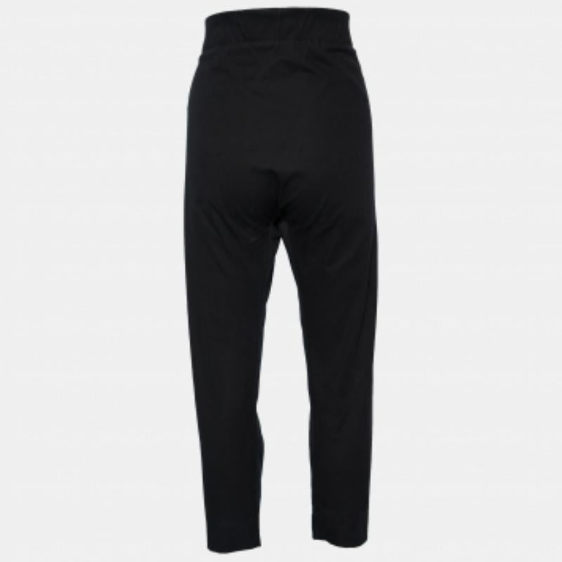 Marni Black Cotton Elastic Waist Trousers S For Sale 2