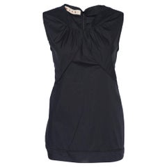 Marni Black Cotton Gather Detail Sleeveless Top M