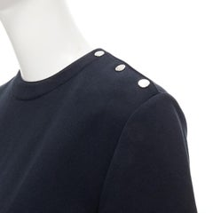 MARNI black cotton grey cuff silver snap button detail casual dress UK12 M