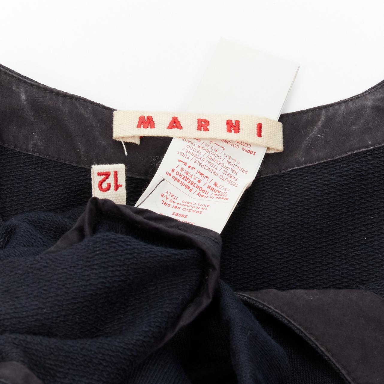 MARNI black cotton grey cuff silver snap button detail casual dress UK12 M For Sale 4