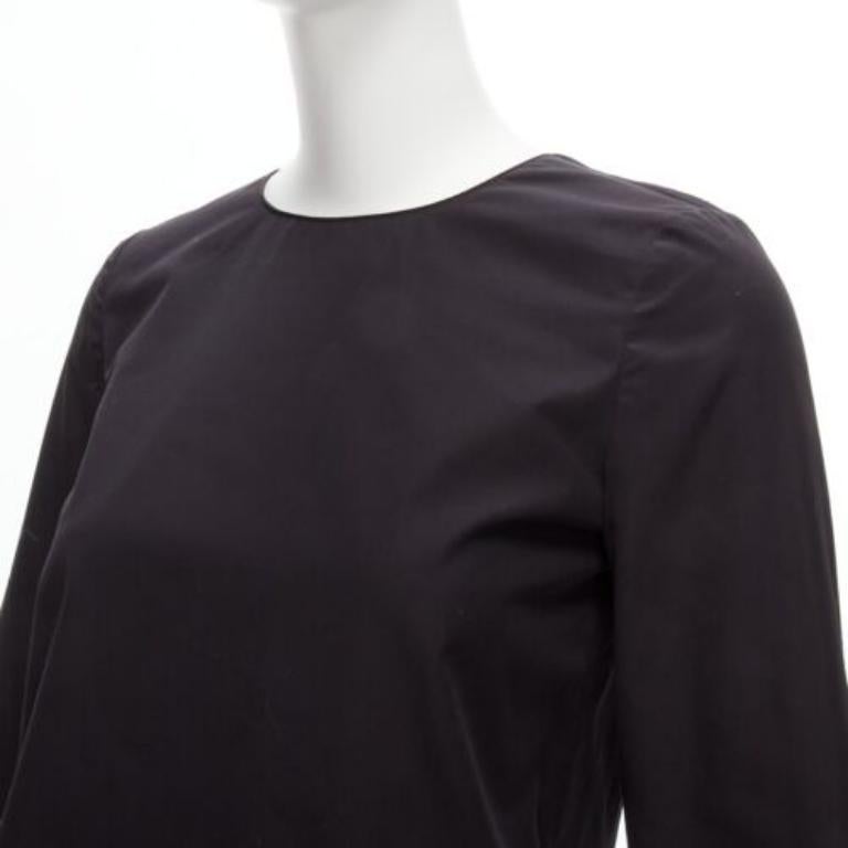 MARNI black cotton layered sleeves minimal crew neck blouse top FR36 S For Sale 3