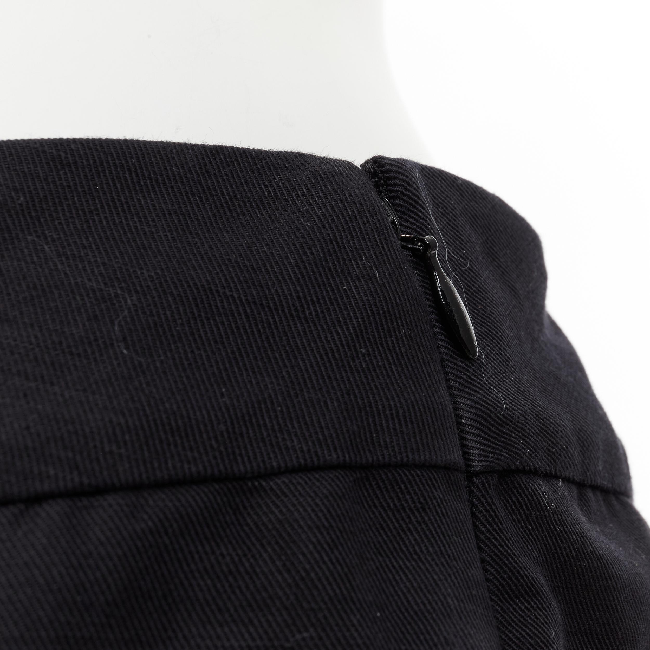 MARNI Jupe évasée asymétrique plissée à ourlet en lin de coton noir IT42 S en vente 5