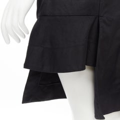 MARNI black cotton linen asymmetric step hem pleated flared skirt IT42 S