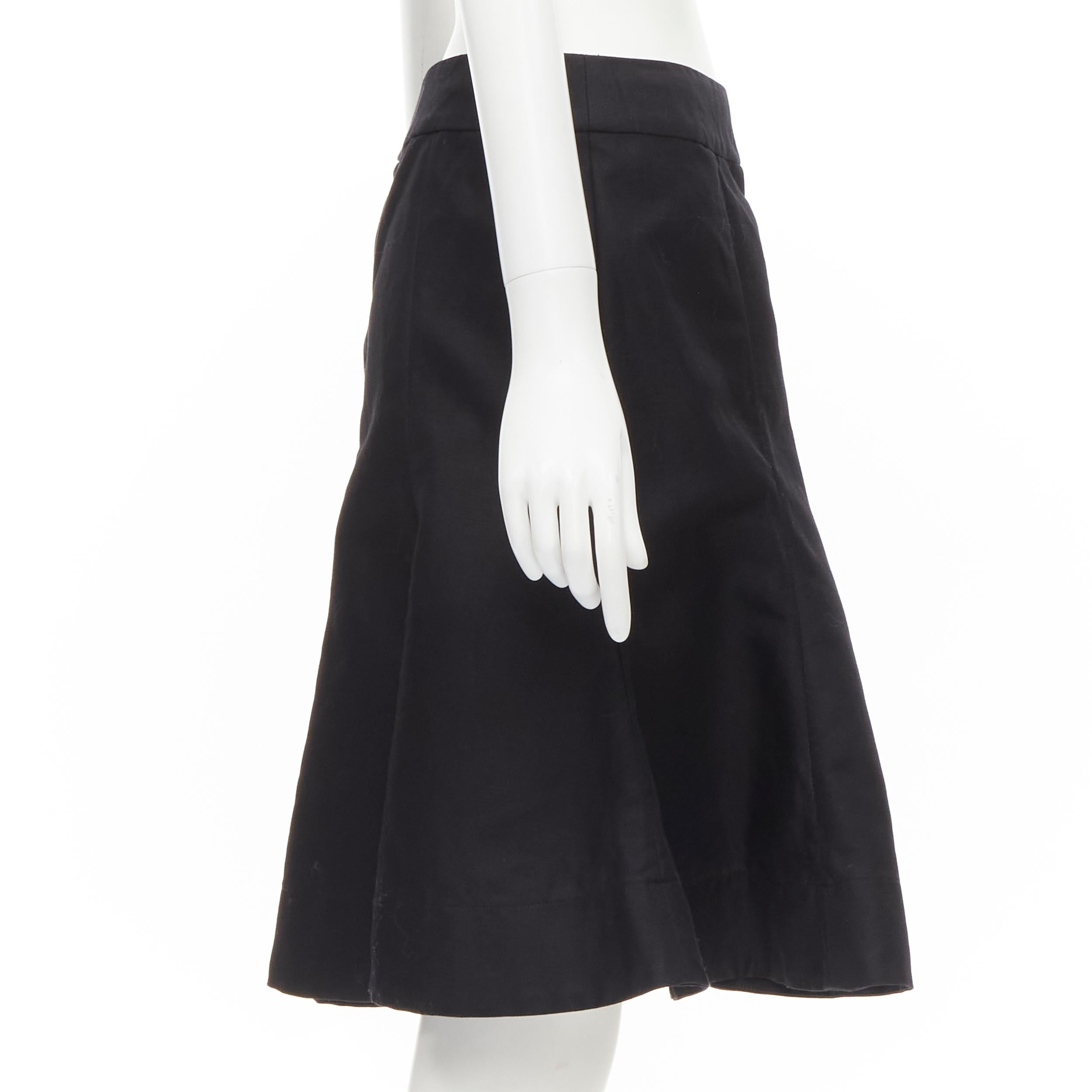 MARNI Jupe évasée asymétrique plissée à ourlet en lin de coton noir IT42 S Excellent état - En vente à Hong Kong, NT