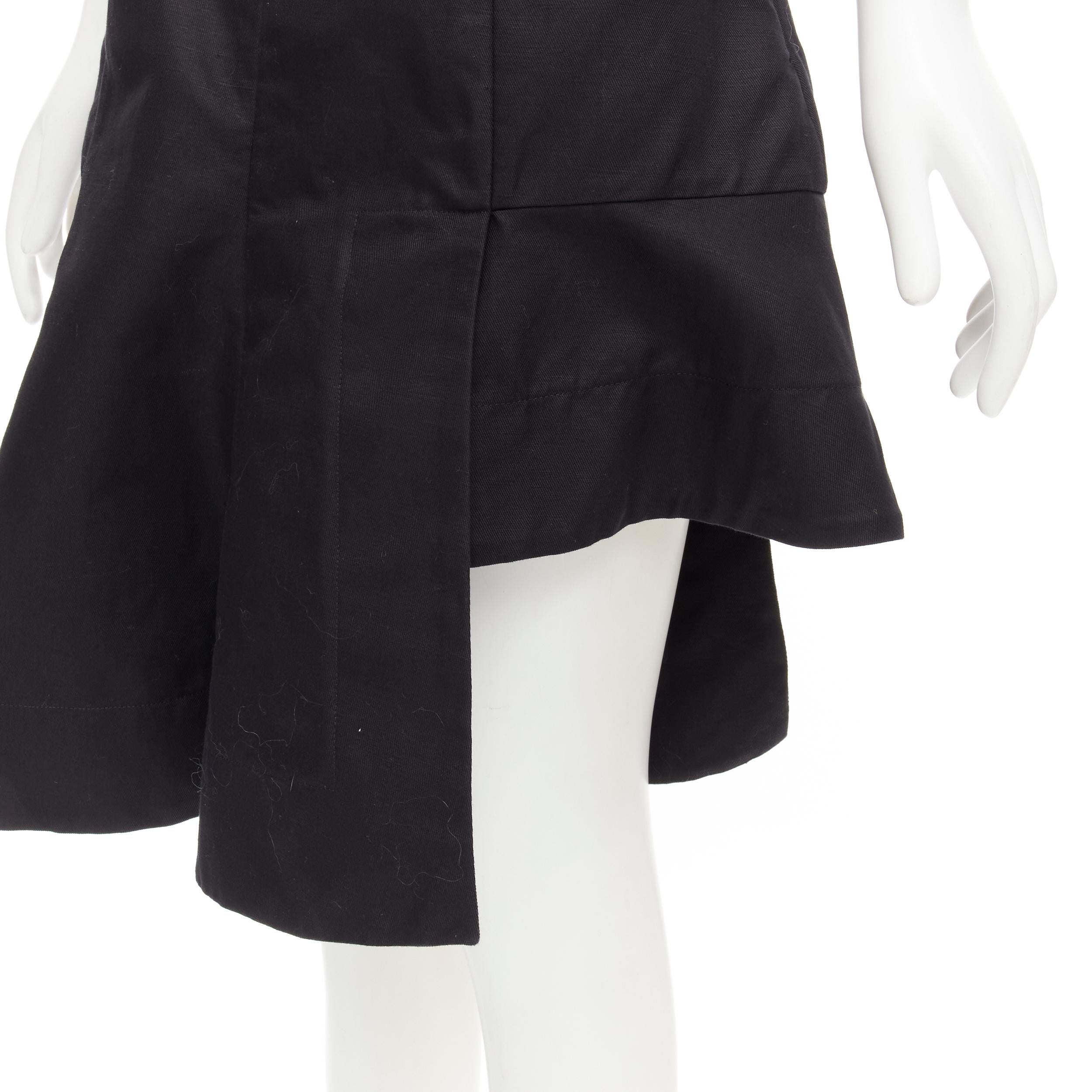 MARNI Jupe évasée asymétrique plissée à ourlet en lin de coton noir IT42 S en vente 2