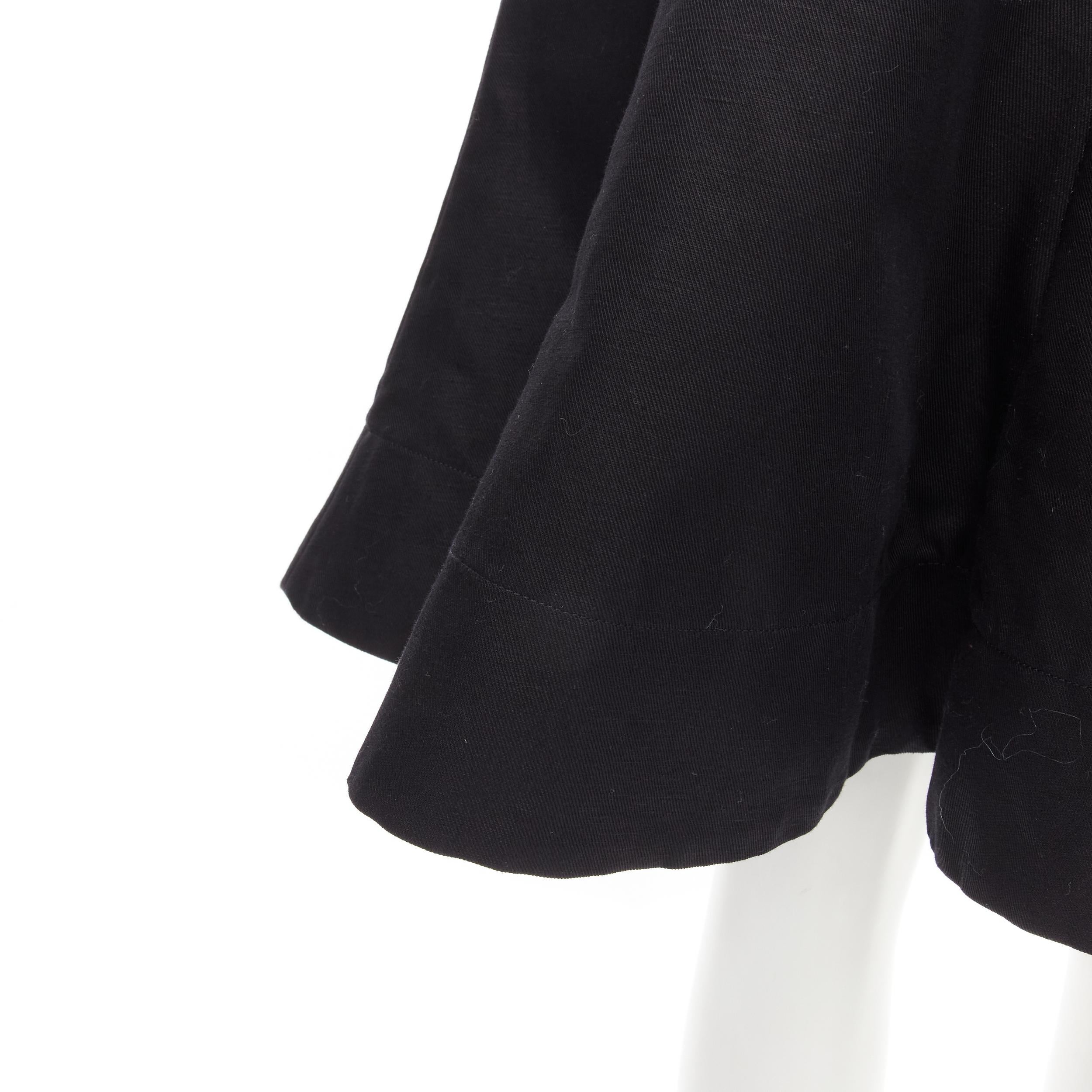 MARNI Jupe évasée asymétrique plissée à ourlet en lin de coton noir IT42 S en vente 3