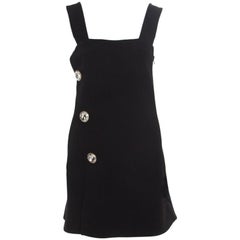 Marni Black Crepe Crystal Embellished Button Detail Pinafore Dress M