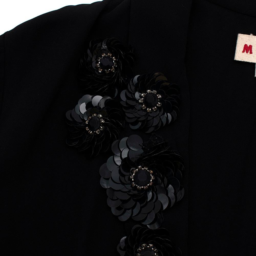 Marni Black Crepe Sequin Embellished Lightweight Coat - Size US 4 For Sale 3