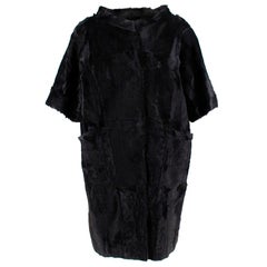 Marni Black Dankalia Kid Fur Short Sleeve Long Jacket - Size US 8