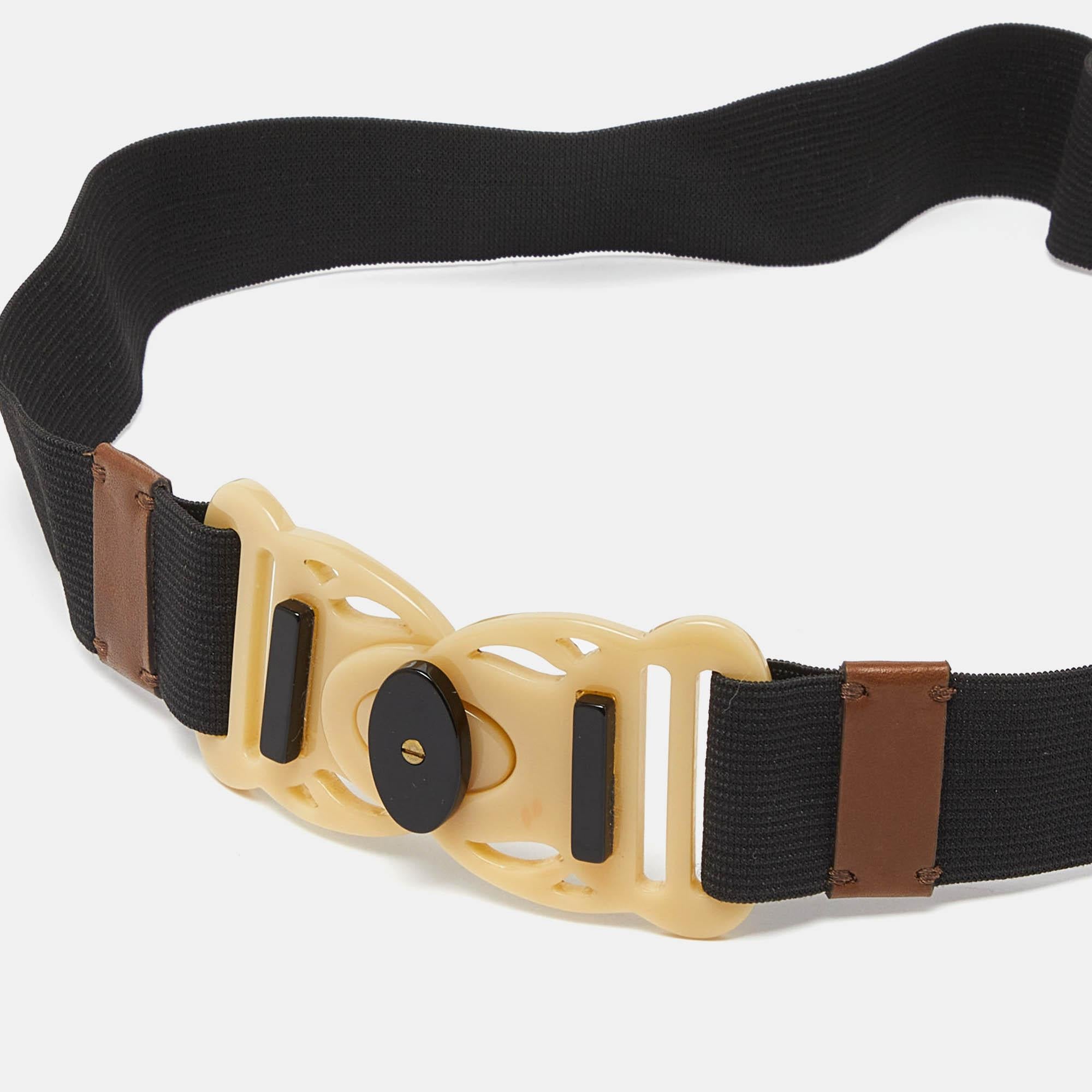 Marni Black Elastic Bank Waist Belt 70CM In Good Condition For Sale In Dubai, Al Qouz 2