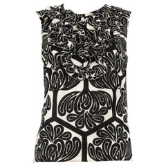 Marni Black Floral Pattern Ruffle Accent Top Size S Marni Black Floral Pattern Ruffle Accent Top Size S