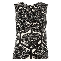 Marni Black Floral Pattern Ruffle Accent Top Size S Marni Black Floral Pattern Ruffle Accent Top Size S