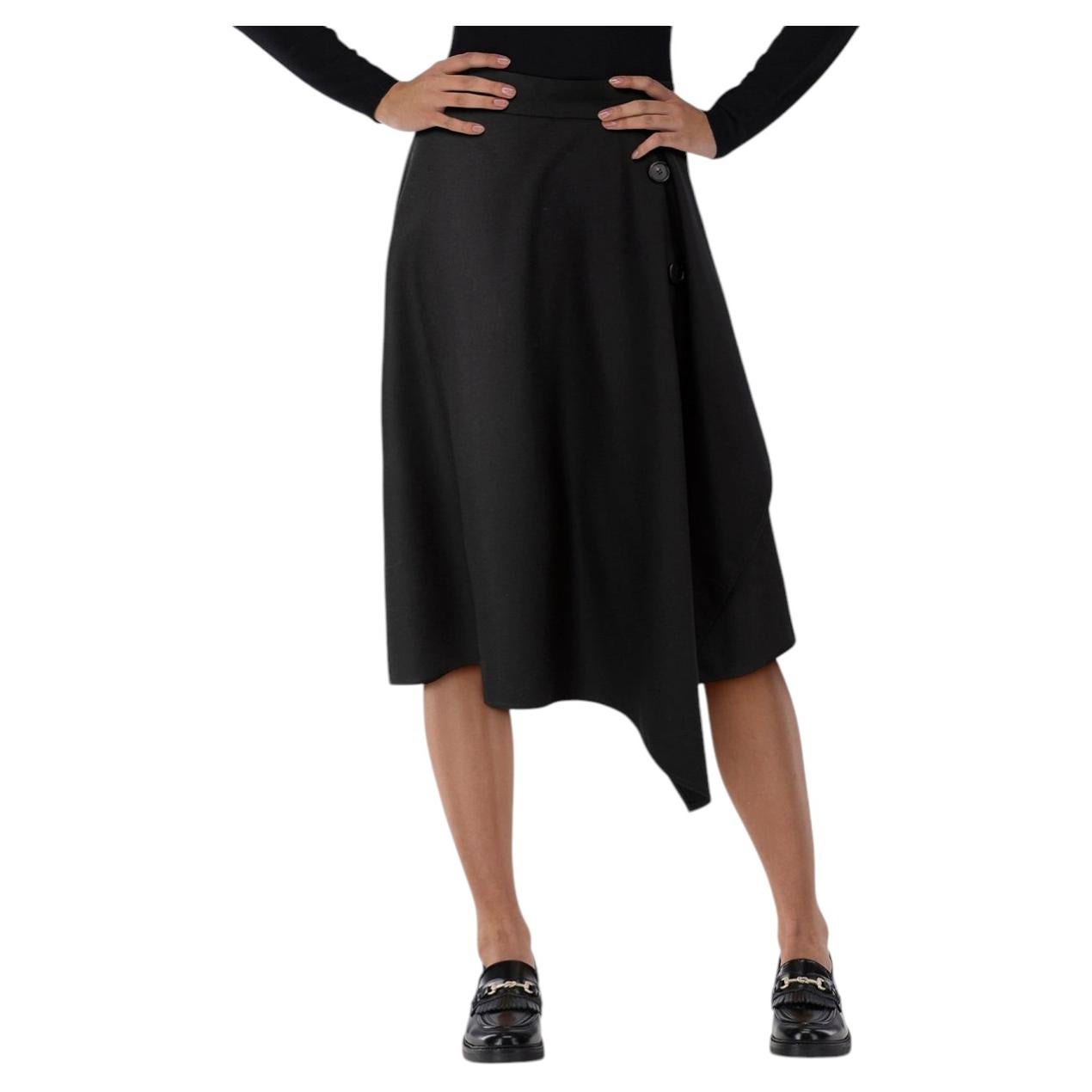 Marni Black Front Drape Midi Skirt Size XS