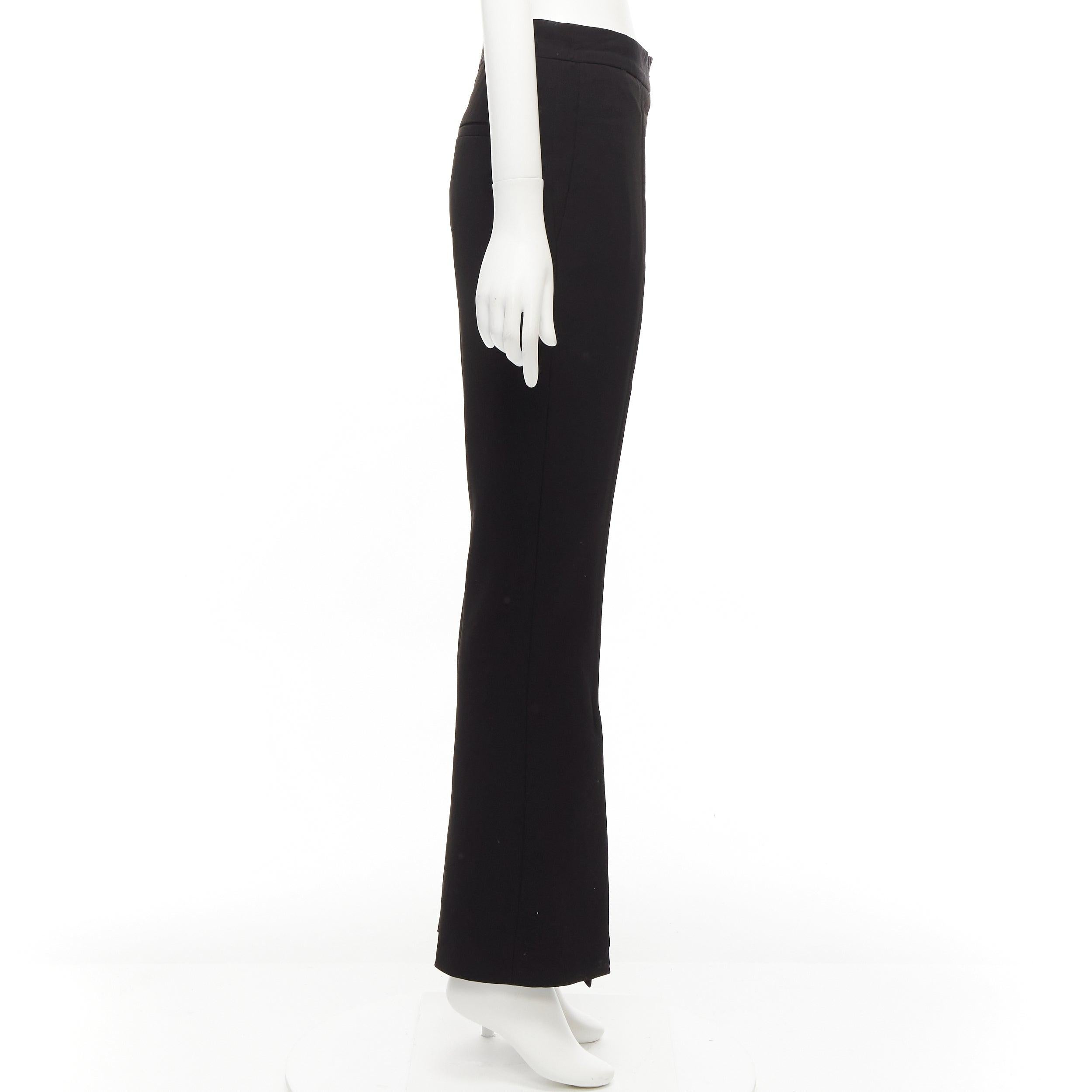 Black MARNI black front pleat slit hem minimal side zip flare trousers IT42 M For Sale