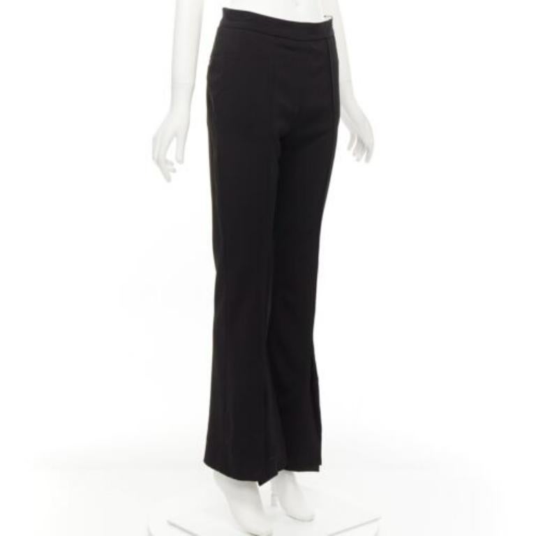 Noir MARNI pantalon évasé noir à plis sur le devant, avec fente à l'ourlet et fermeture éclair sur le côté IT42 M en vente