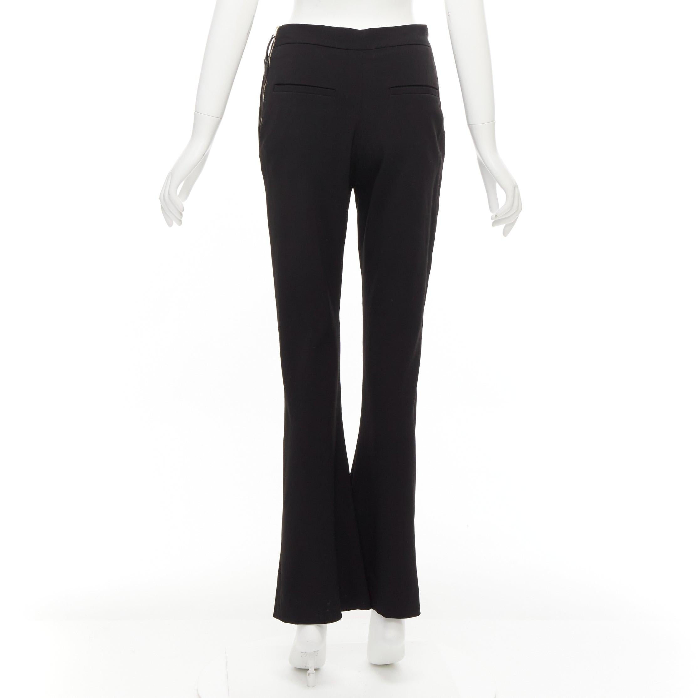 MARNI black front pleat slit hem minimal side zip flare trousers IT42 M In Excellent Condition For Sale In Hong Kong, NT