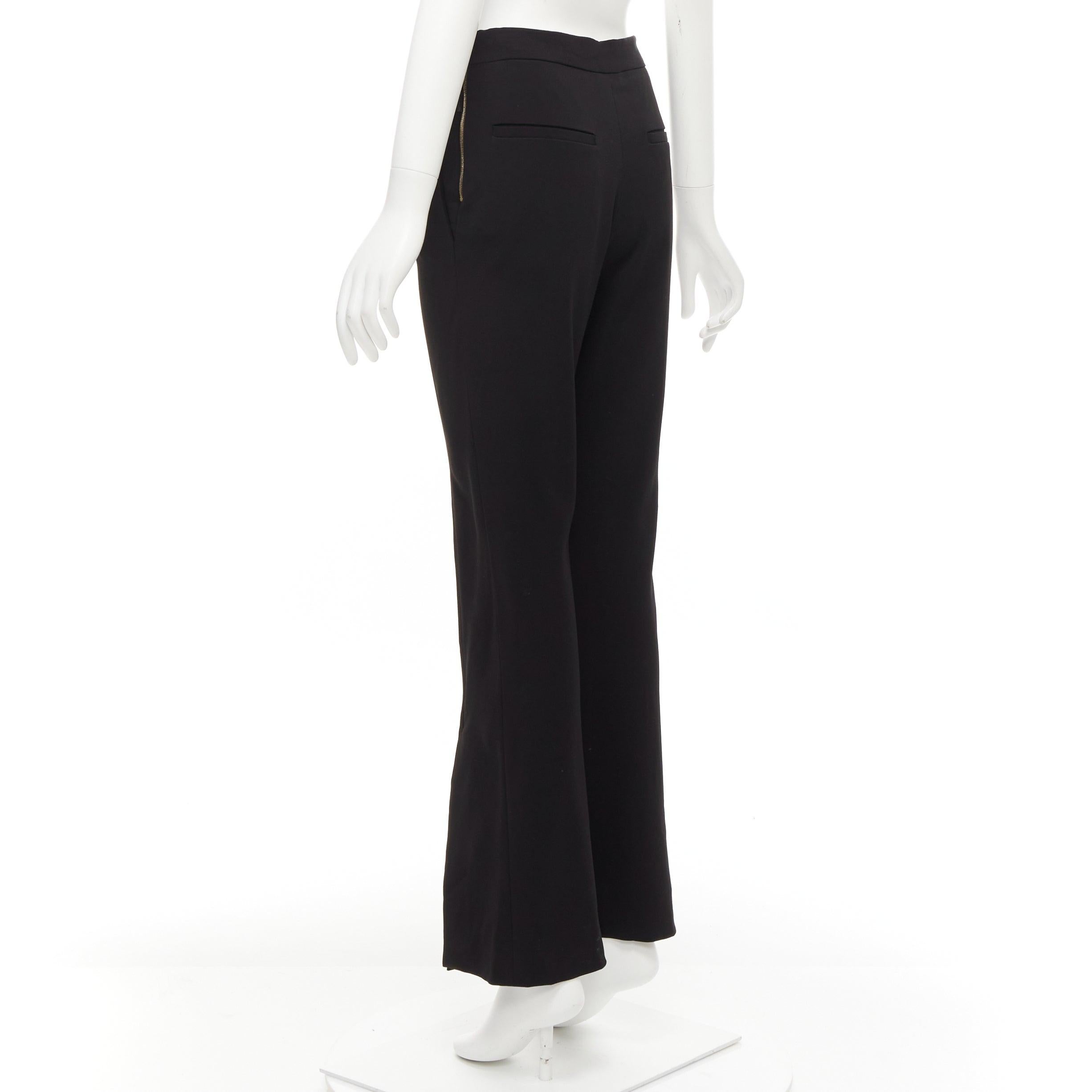 Women's MARNI black front pleat slit hem minimal side zip flare trousers IT42 M For Sale
