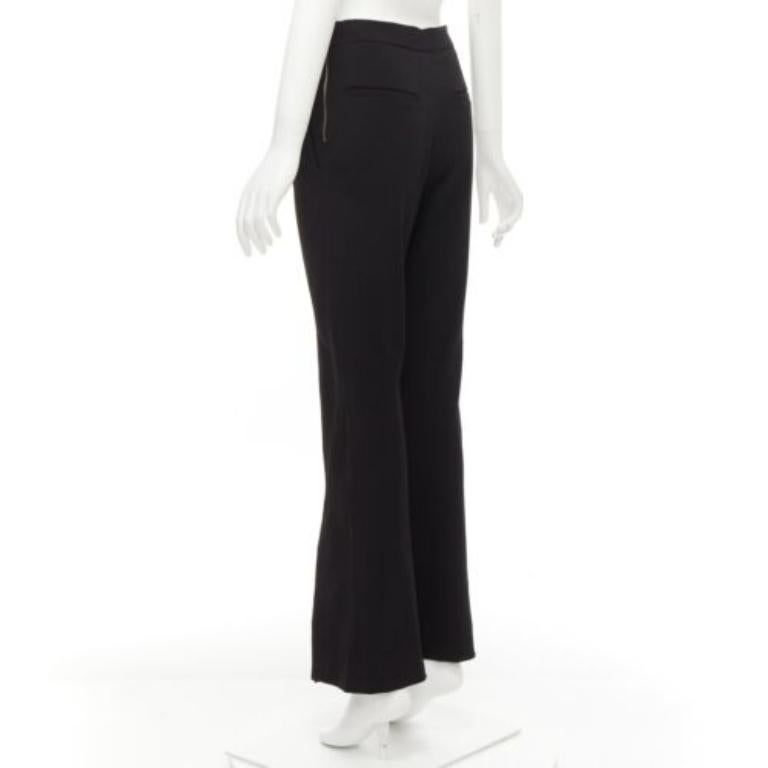MARNI pantalon évasé noir à plis sur le devant, avec fente à l'ourlet et fermeture éclair sur le côté IT42 M en vente 1