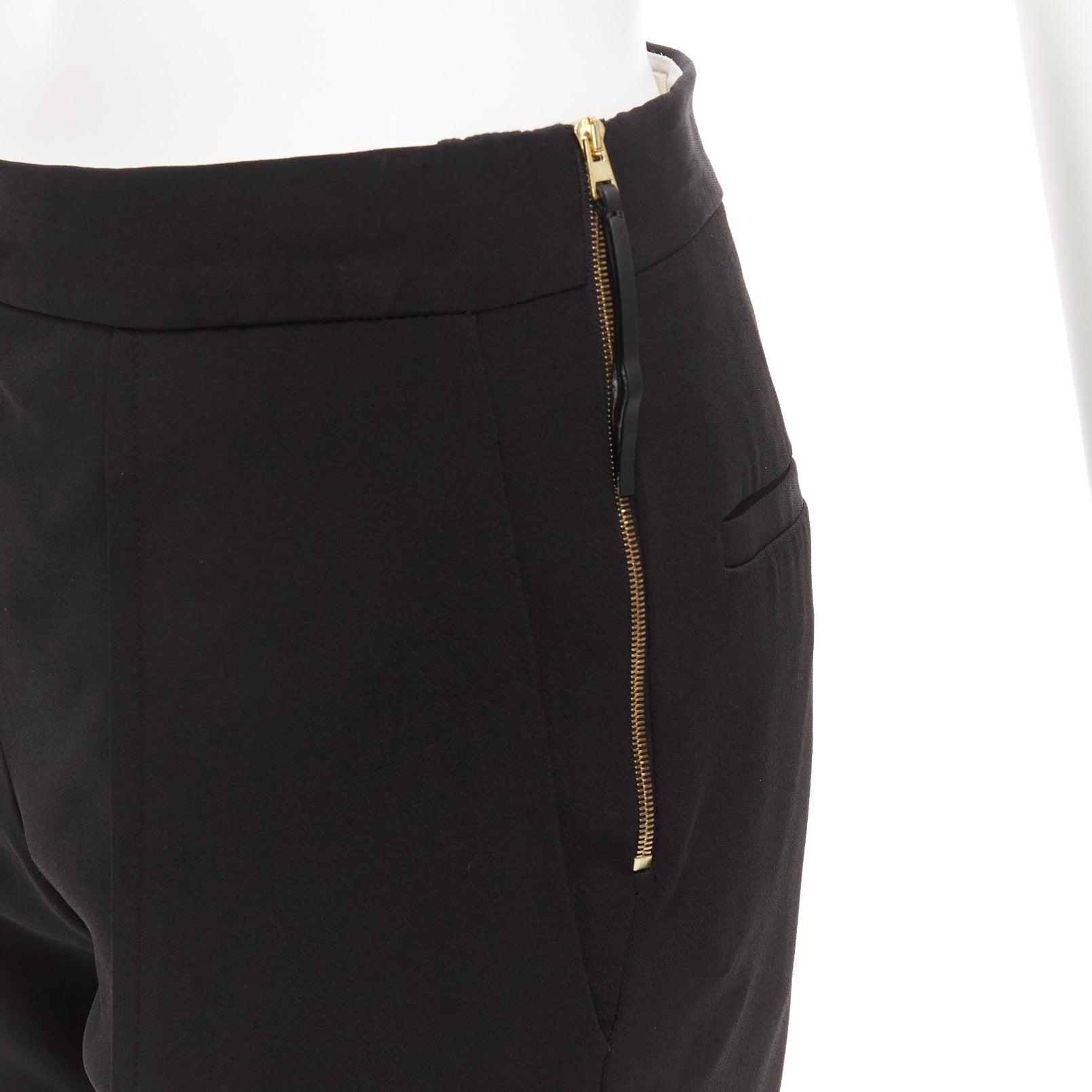 MARNI black front pleat slit hem minimal side zip flare trousers IT42 M For Sale 2