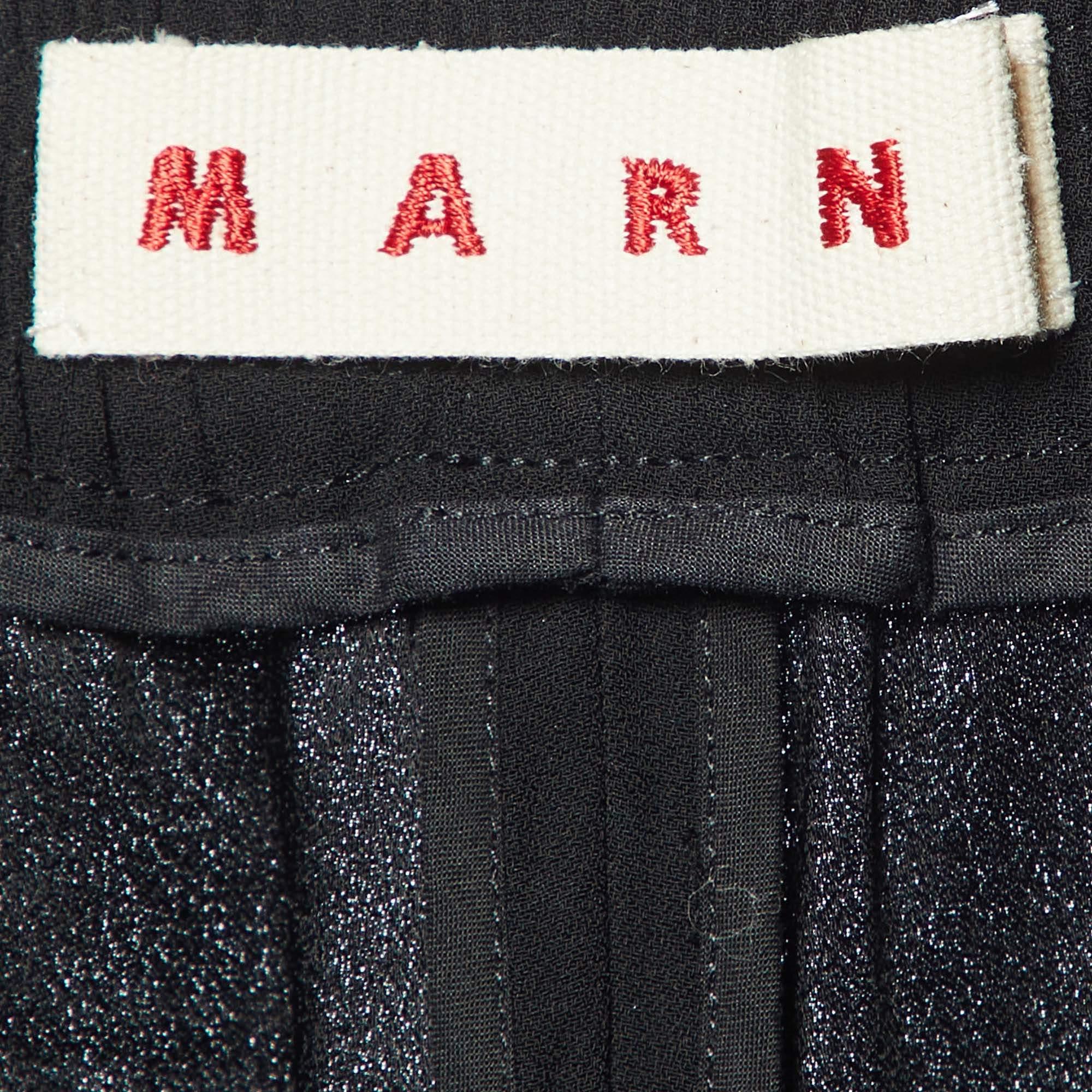 Women's Marni Black Georgette Zip Detailed Hem Pants M For Sale