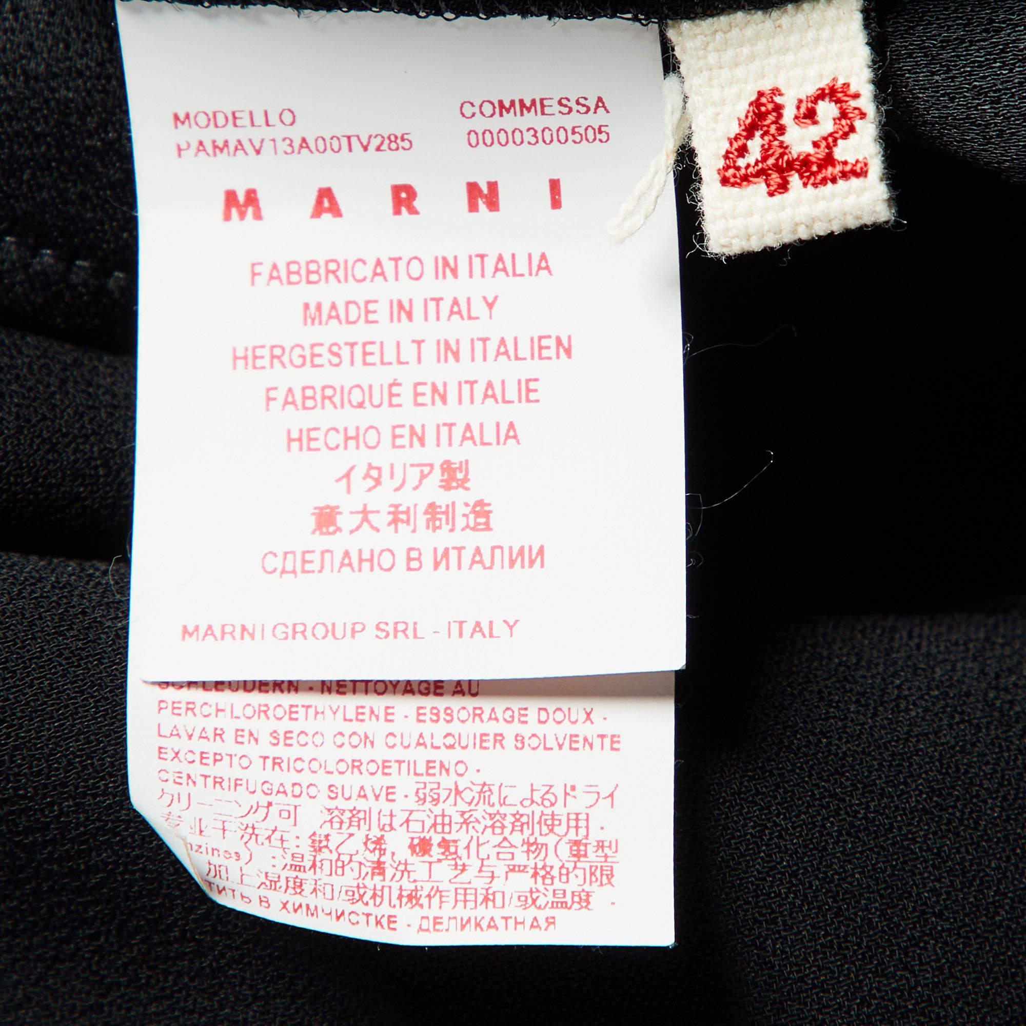 Marni Black Georgette Zip Detailed Hem Pants M For Sale 1