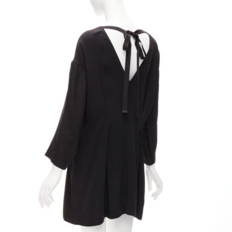 MARNI black grey contrast cutout armhole bateau tie back mini dress IT38 XS In Excellent Condition For Sale In Hong Kong, NT