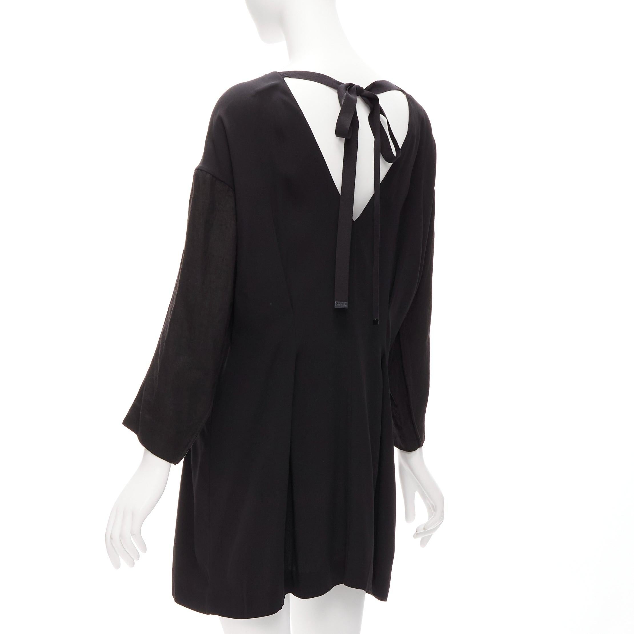 Women's MARNI black grey contrast cutout armhole bateau tie back mini dress IT38 XS For Sale