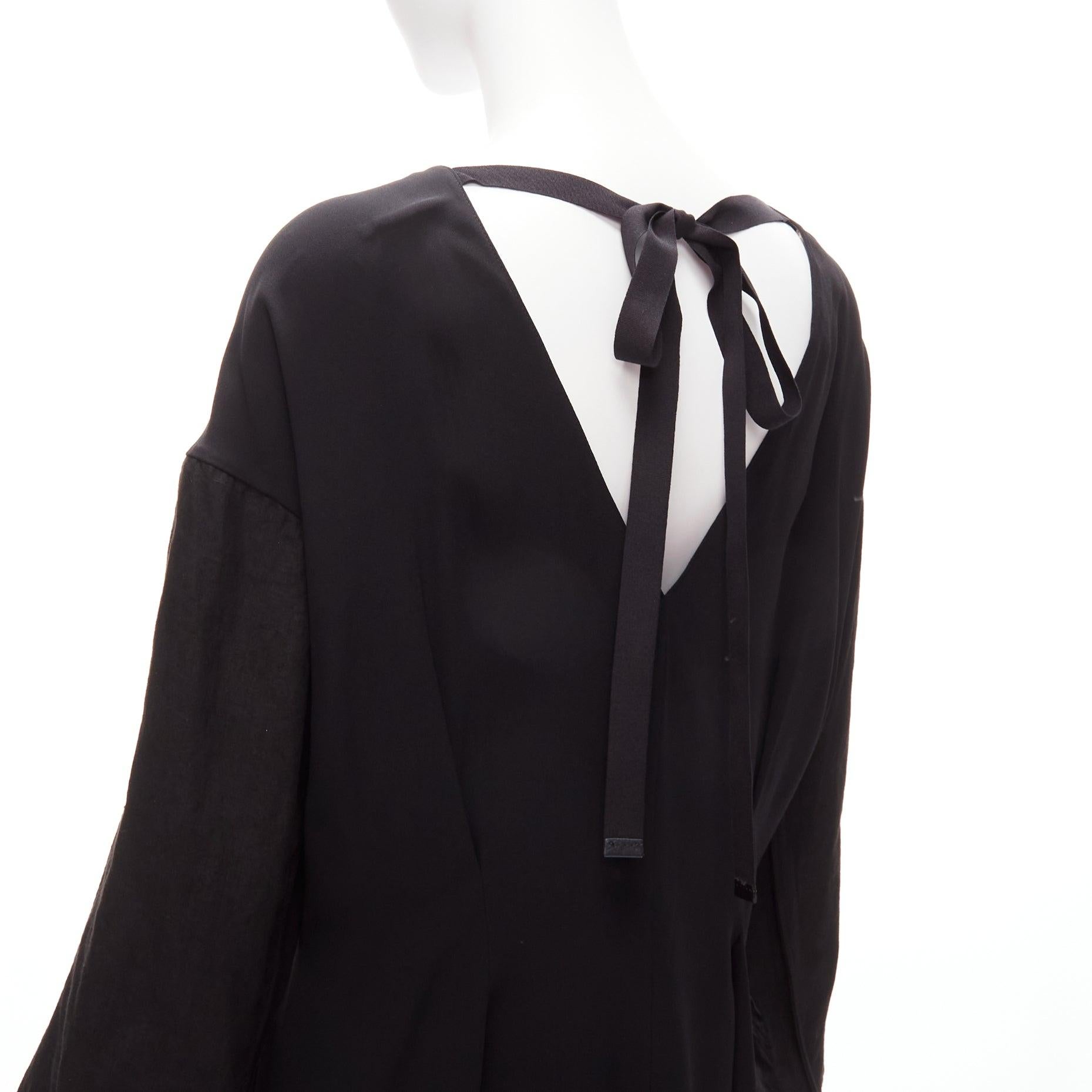 MARNI black grey contrast cutout armhole bateau tie back mini dress IT38 XS For Sale 1