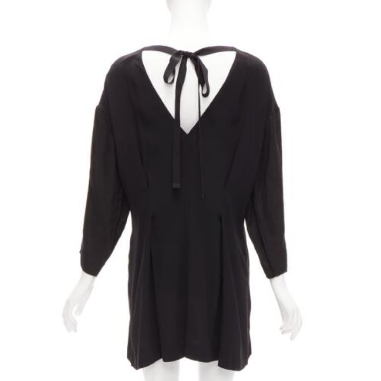 MARNI black grey contrast cutout armhole bateau tie back mini dress IT38 XS For Sale 1