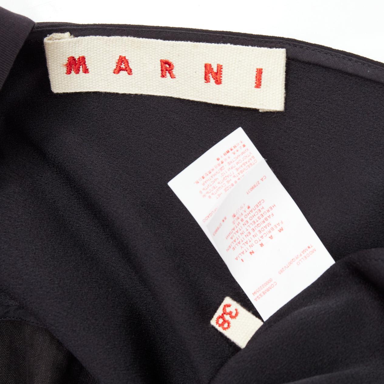 MARNI black grey contrast cutout armhole bateau tie back mini dress IT38 XS For Sale 4