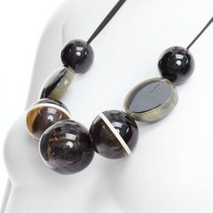 MARNI black khaki acrylic giant balls tie ribbon statement necklace