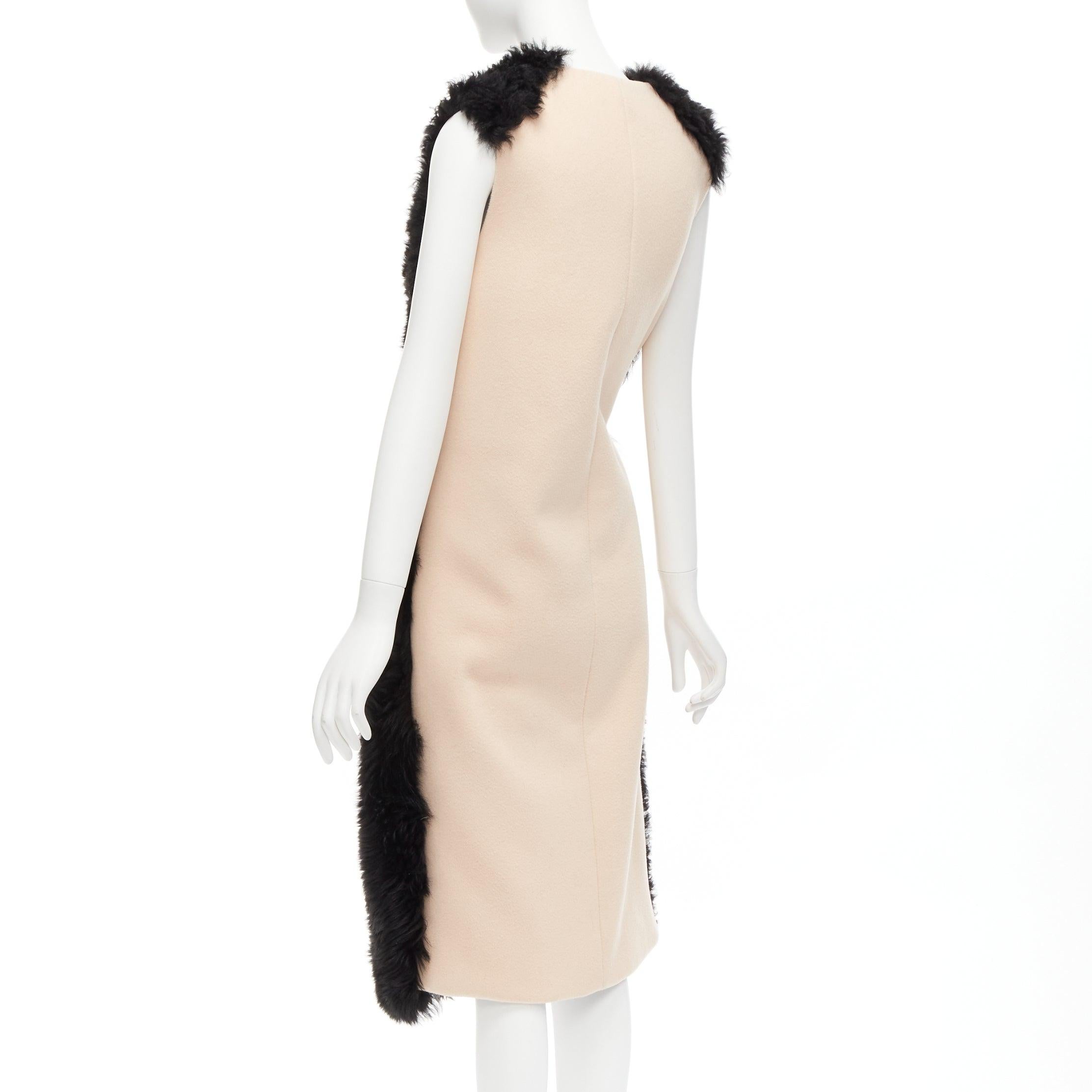 Women's MARNI black lamb shearling fur blue leather belted belt IT38 XS For Sale