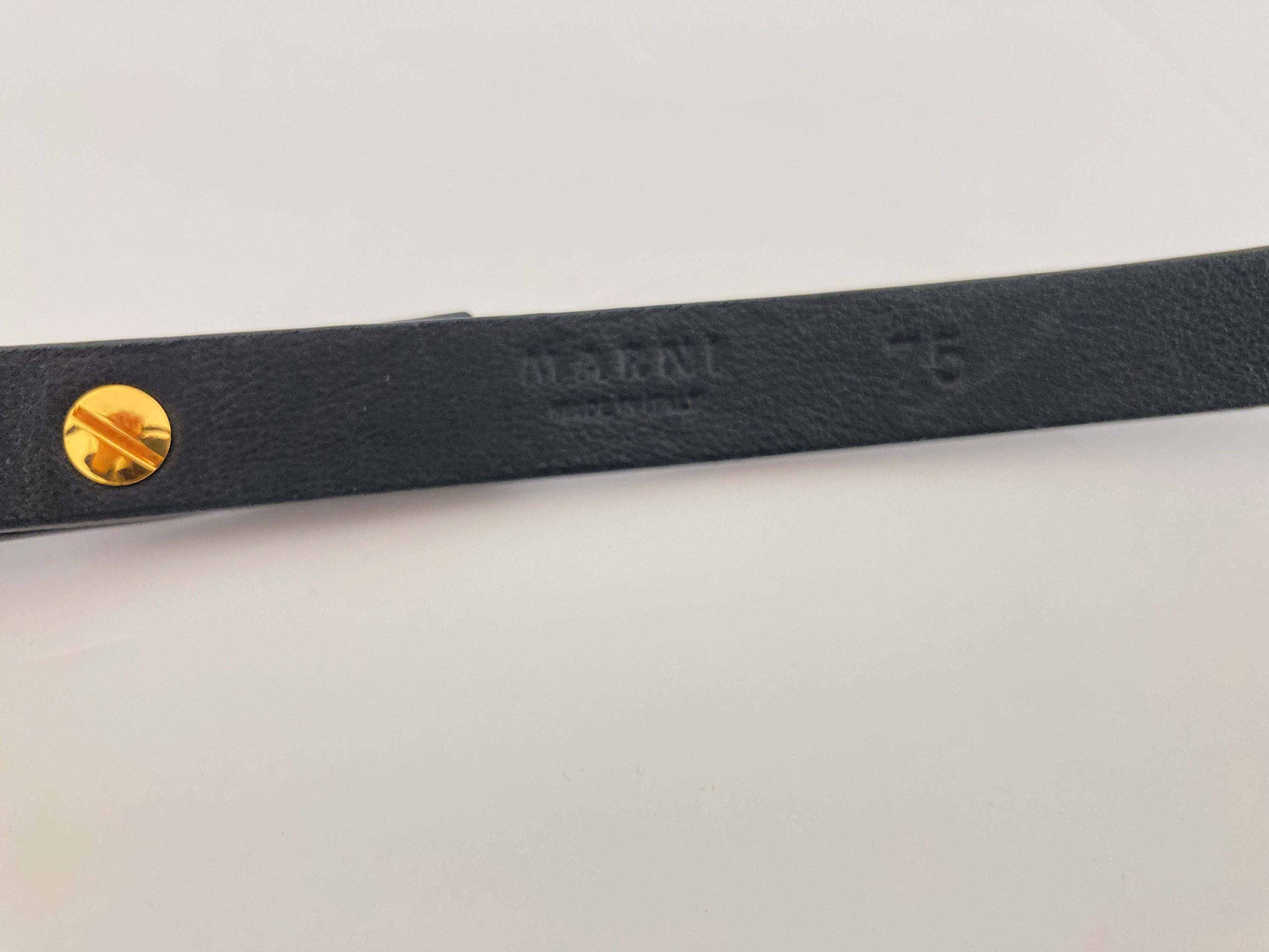 Marni Black Leather Belt with Gold Bow For Sale 2