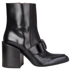 MARNI black leather BOW STRAP Ankle Boots Shoes 39